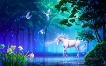 caballo unicornio de fantasía Pinturas al óleo